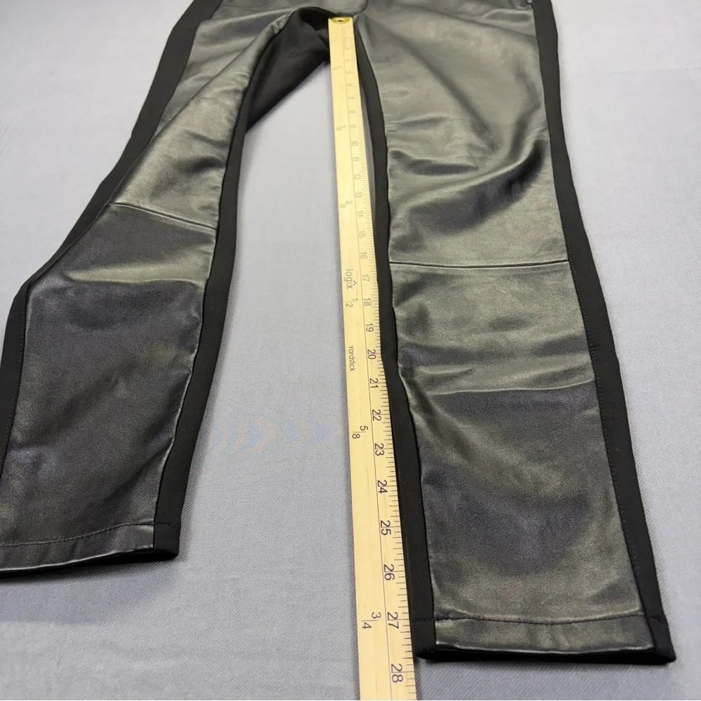 WHBM The Legging Black Faux Leather Front Ponte Back Side Zip Pants Size 4